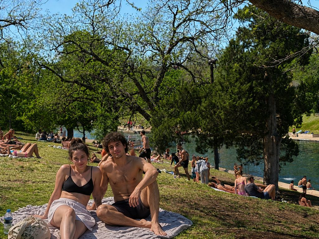Couple relaxing at the park