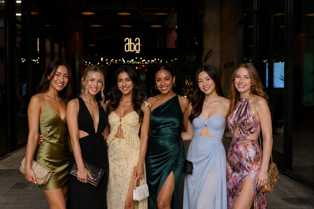 Friends dressed up for a night out
